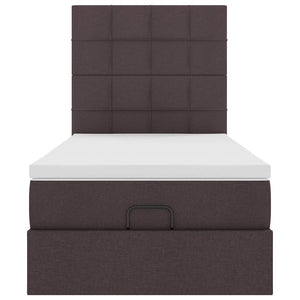 Οθωμανικό κρεβάτι με στρώμα & LEDs Σκούρο καφέ 90x190cm ύφασμα - Pakobazaar