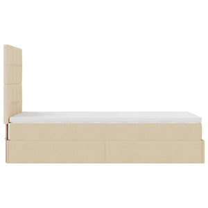 Οθωμανικό κρεβάτι με στρώμα & LEDs Cream 90x200 cm Ύφασμα