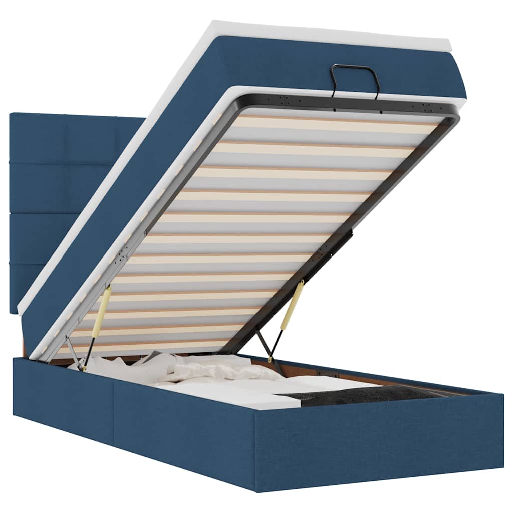 Οθωμανικό κρεβάτι με στρώμα & LEDs Μπλε 90x200 cm Ύφασμα - Pakobazaar