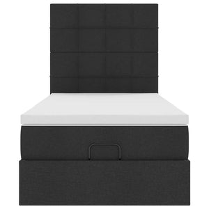 Οθωμανικό κρεβάτι με στρώμα & LEDs Μαύρο 100x200 cm Ύφασμα - Pakobazaar