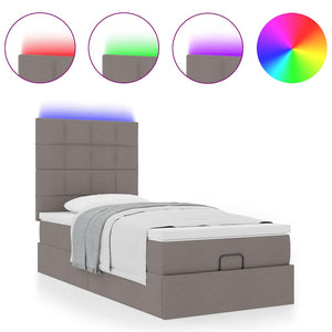 Οθωμανικό κρεβάτι με στρώμα & LEDs Taupe 100x200 cm Ύφασμα