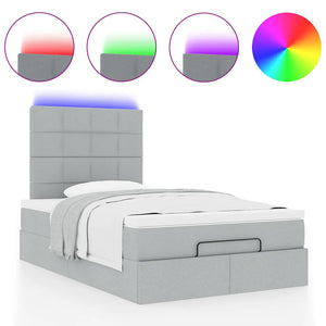Οθωμανικό κρεβάτι με στρώμα & LEDs Ανοιχτό γκρι Ύφασμα - Pakobazaar