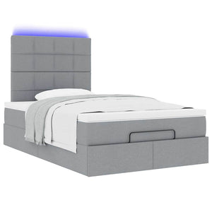 Οθωμανικό κρεβάτι με στρώμα & LEDs Ανοιχτό γκρι Ύφασμα - Pakobazaar