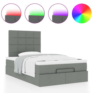 Οθωμανικό κρεβάτι με στρώμα & LEDs Σκούρο γκρι 120x190cm Ύφασμα - Pakobazaar