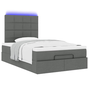 Οθωμανικό κρεβάτι με στρώμα & LEDs Σκούρο γκρι 120x190cm Ύφασμα - Pakobazaar