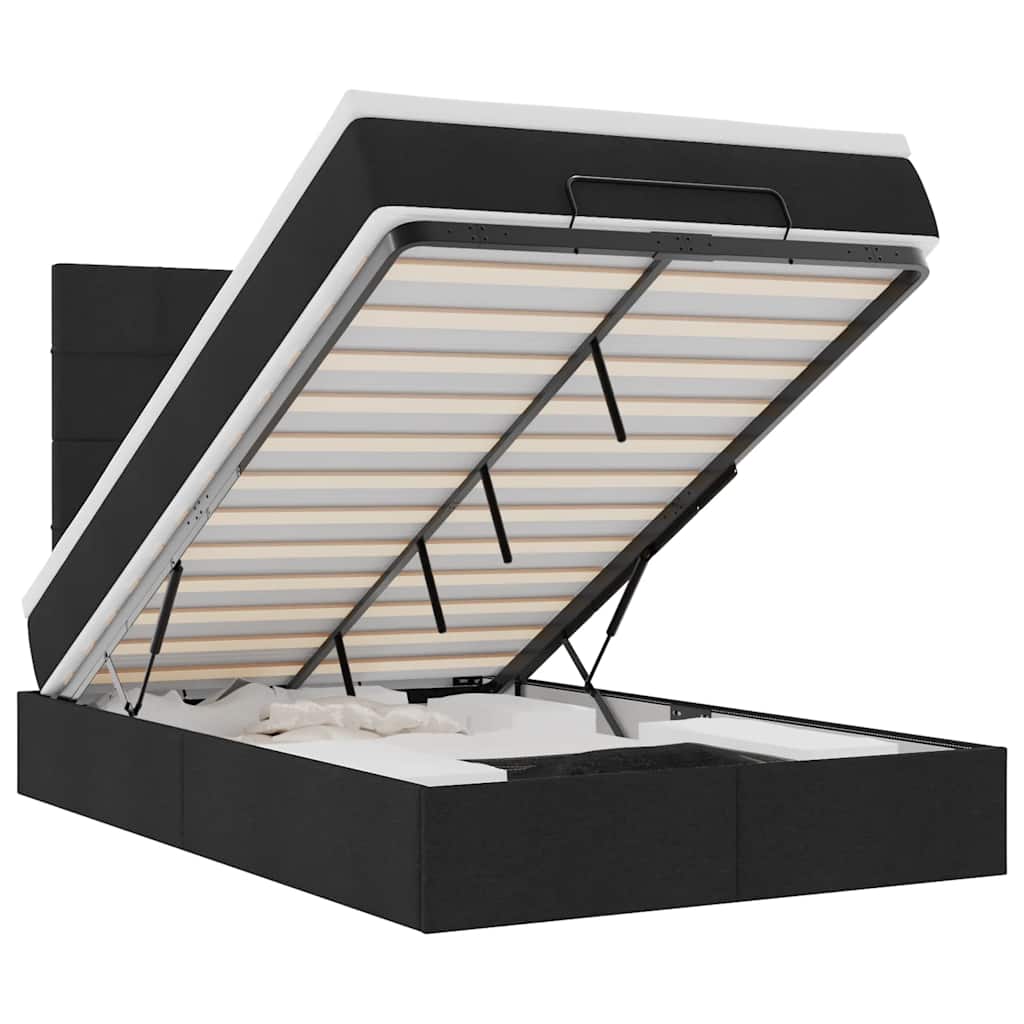 Οθωμανικό κρεβάτι με στρώμα & LEDs Μαύρο 120x190 cm Ύφασμα - Pakobazaar