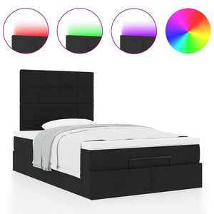 Οθωμανικό κρεβάτι με στρώμα & LEDs Μαύρο 120x190 cm Ύφασμα - Pakobazaar