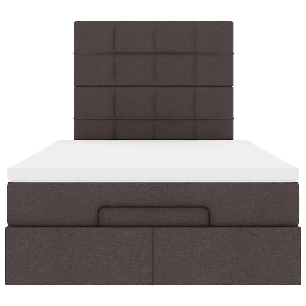 Οθωμανικό κρεβάτι με στρώμα & LEDs Σκούρο καφέ 120x190cm ύφασμα