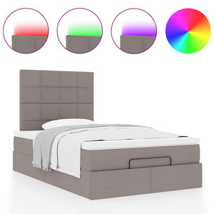Οθωμανικό κρεβάτι με στρώμα & LEDs Taupe 120x190cm ύφασμα - Pakobazaar