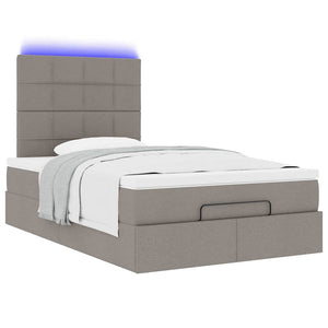 Οθωμανικό κρεβάτι με στρώμα & LEDs Taupe 120x190cm ύφασμα - Pakobazaar