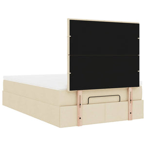 Οθωμανικό κρεβάτι με στρώμα & LEDs Cream 120x190cm ύφασμα
