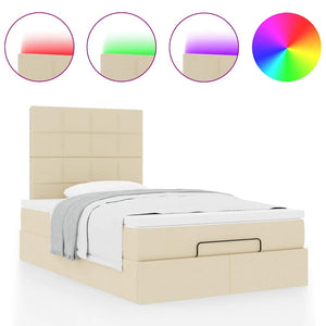 Οθωμανικό κρεβάτι με στρώμα & LEDs Cream 120x190cm ύφασμα