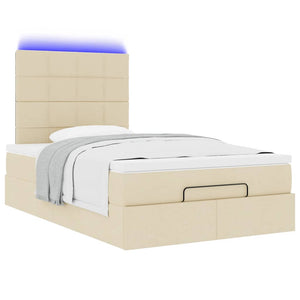 Οθωμανικό κρεβάτι με στρώμα & LEDs Cream 120x190cm ύφασμα