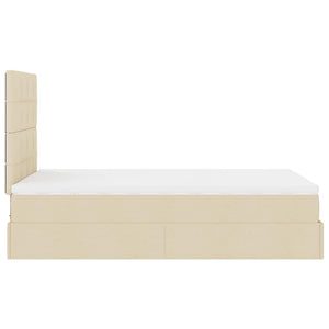 Οθωμανικό κρεβάτι με στρώμα & LEDs Cream 120x190cm ύφασμα