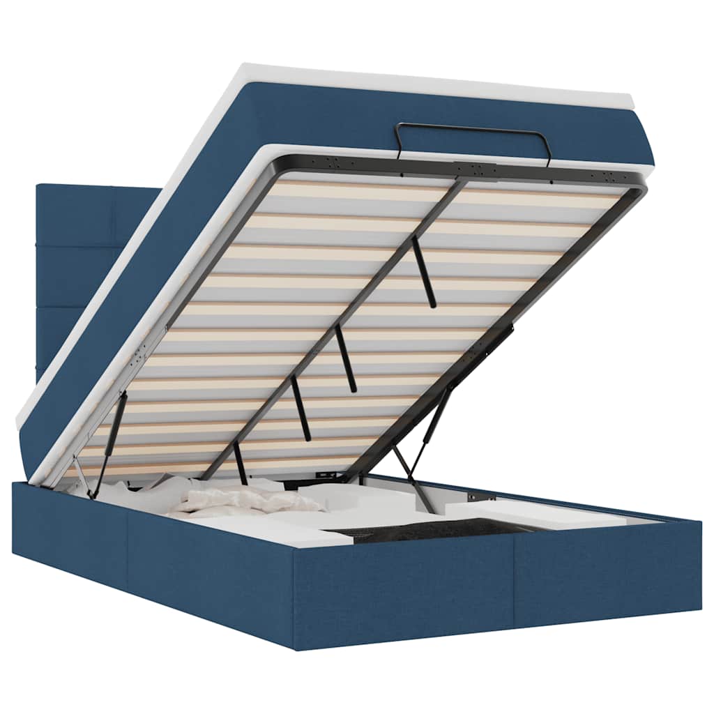 Οθωμανικό κρεβάτι με στρώμα & LEDs Μπλε 120x190cm ύφασμα - Pakobazaar