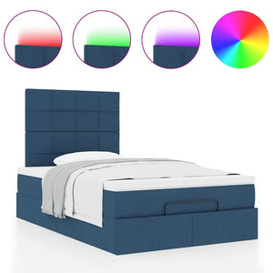 Οθωμανικό κρεβάτι με στρώμα & LEDs Μπλε 120x190cm ύφασμα - Pakobazaar