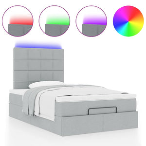 Οθωμανικό κρεβάτι με στρώμα & LEDs Ανοιχτό γκρι Ύφασμα - Pakobazaar