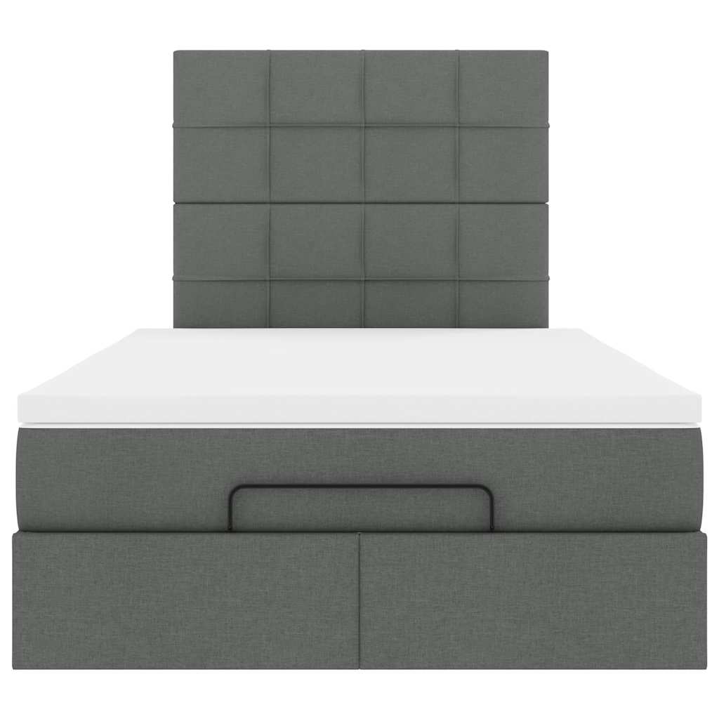 Οθωμανικό κρεβάτι με στρώμα & LEDs Σκούρο γκρι 120x200cm Ύφασμα - Pakobazaar