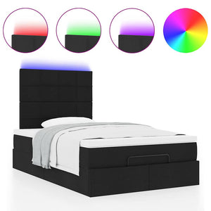 Οθωμανικό κρεβάτι με στρώμα & LEDs Μαύρο 120x200 cm Ύφασμα - Pakobazaar