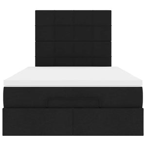 Οθωμανικό κρεβάτι με στρώμα & LEDs Μαύρο 120x200 cm Ύφασμα - Pakobazaar