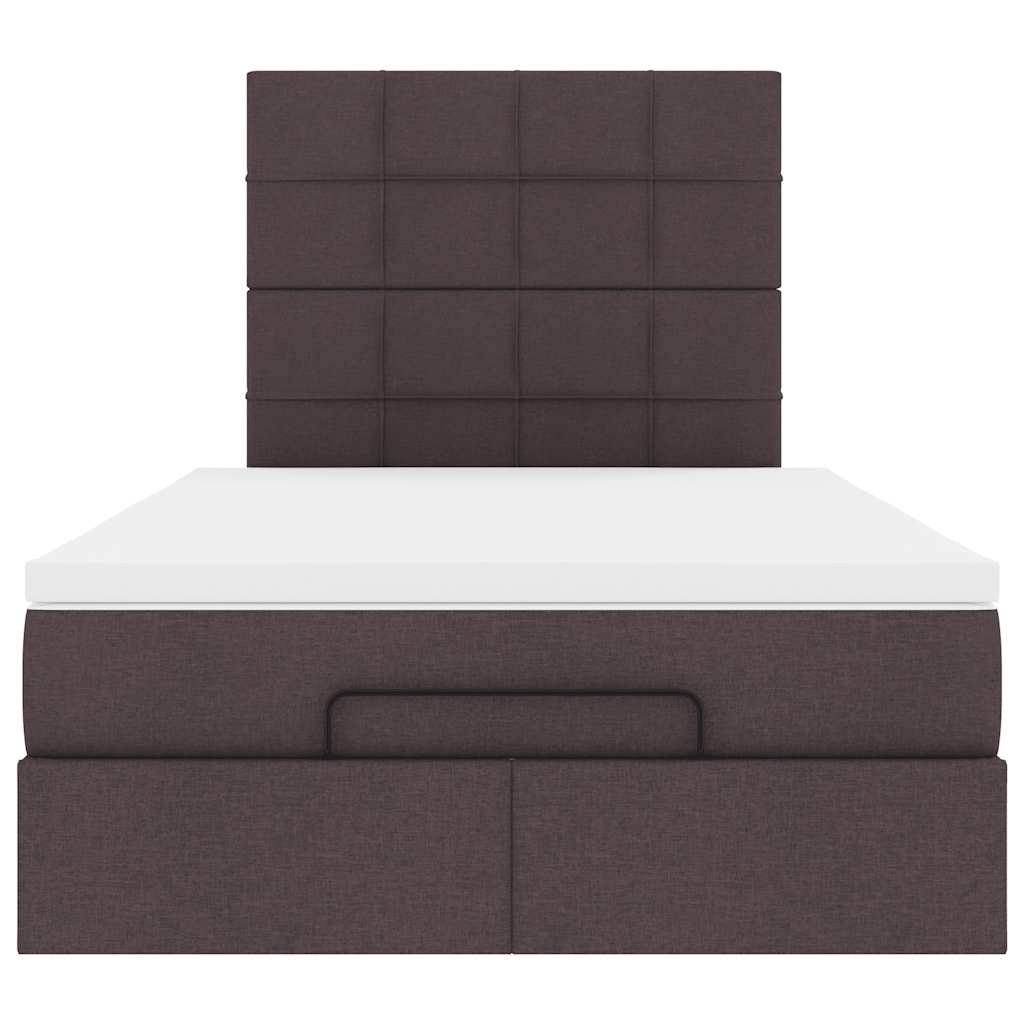 Οθωμανικό κρεβάτι με στρώμα & LEDs Σκούρο καφέ 120x200cm Ύφασμα