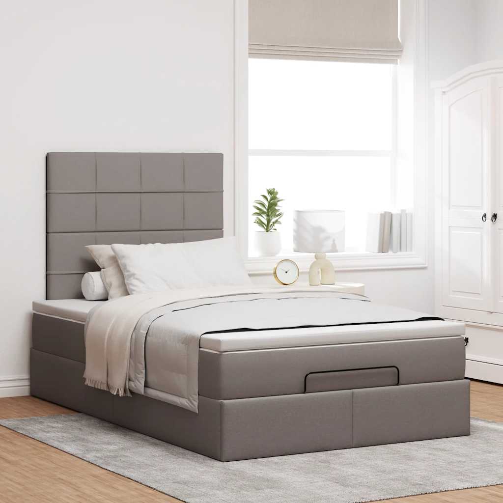 Οθωμανικό κρεβάτι με στρώμα & LEDs Taupe 120x200cm ύφασμα - Pakobazaar