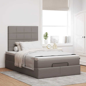 Οθωμανικό κρεβάτι με στρώμα & LEDs Taupe 120x200cm ύφασμα - Pakobazaar