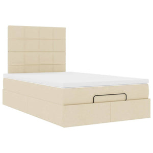 Οθωμανικό κρεβάτι με στρώμα & LEDs Cream 120x200cm ύφασμα - Pakobazaar