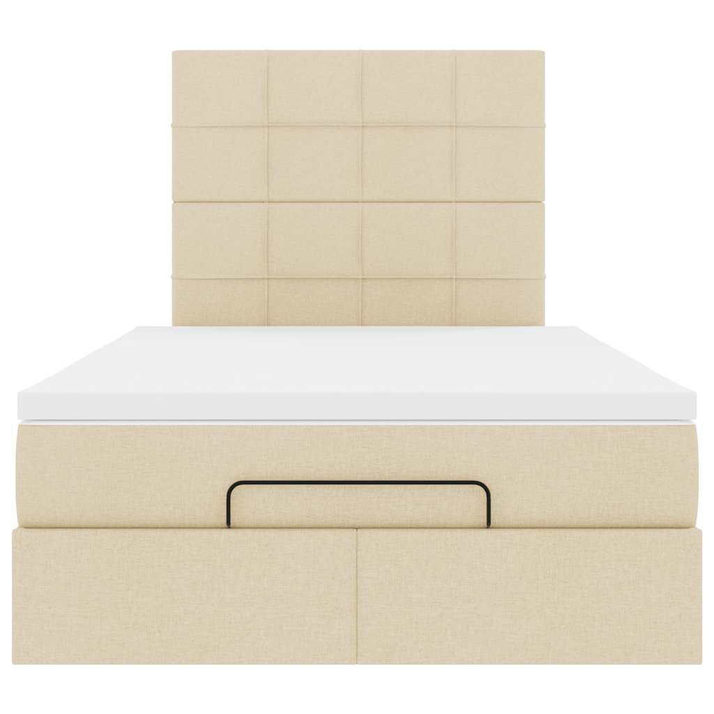 Οθωμανικό κρεβάτι με στρώμα & LEDs Cream 120x200cm ύφασμα - Pakobazaar