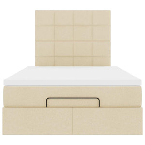 Οθωμανικό κρεβάτι με στρώμα & LEDs Cream 120x200cm ύφασμα - Pakobazaar