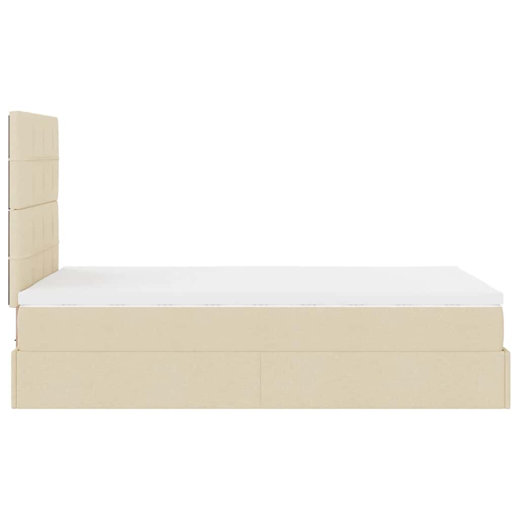 Οθωμανικό κρεβάτι με στρώμα & LEDs Cream 120x200cm ύφασμα - Pakobazaar