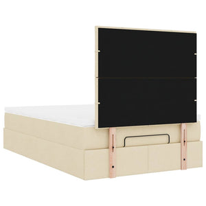 Οθωμανικό κρεβάτι με στρώμα & LEDs Cream 120x200cm ύφασμα - Pakobazaar