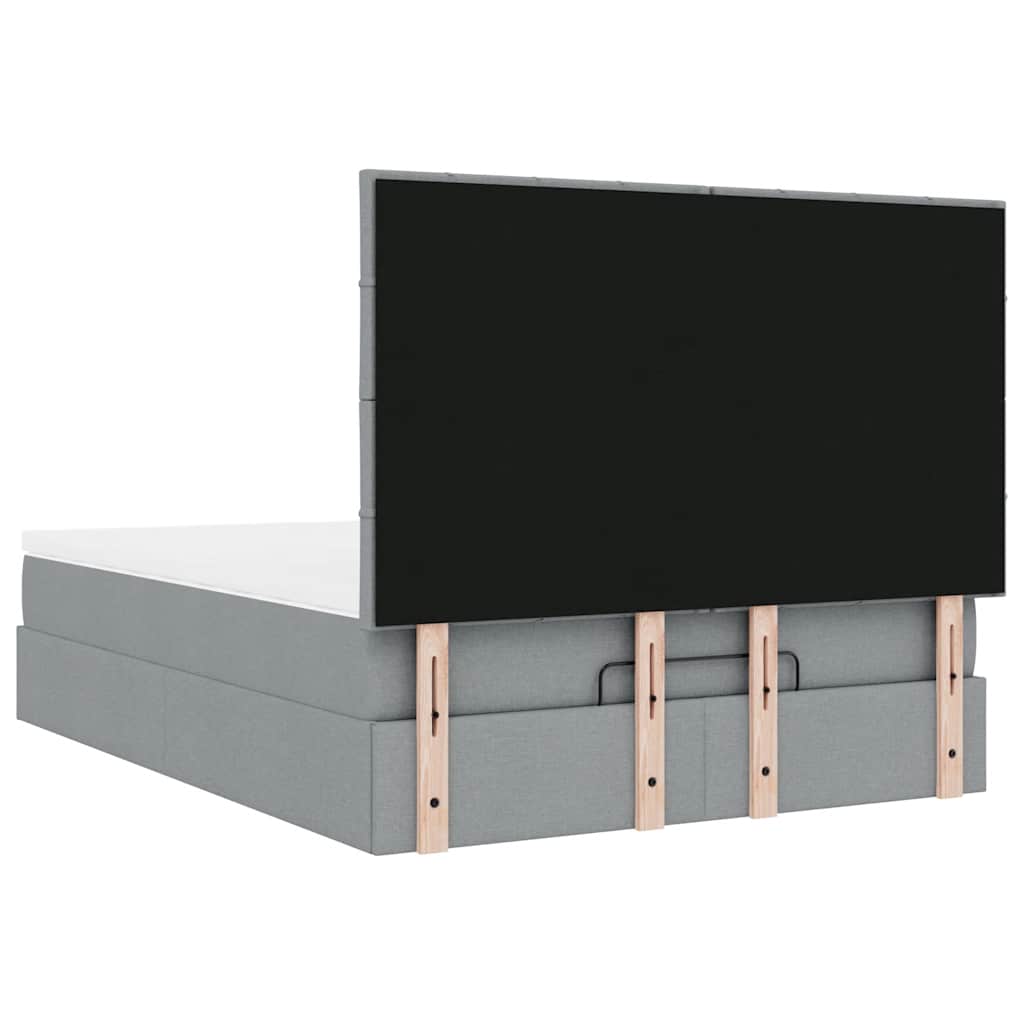 Οθωμανικό κρεβάτι με στρώμα&LEDs Ανοιχτό γκρι 140x190cm Ύφασμα - Pakobazaar