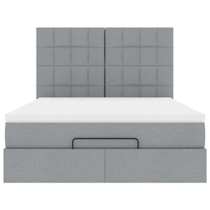 Οθωμανικό κρεβάτι με στρώμα&LEDs Ανοιχτό γκρι 140x190cm Ύφασμα - Pakobazaar
