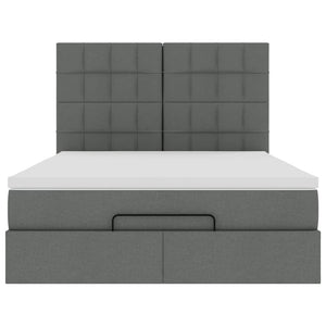 Οθωμανικό κρεβάτι με στρώμα & LEDs Σκούρο γκρι 140x190cm Ύφασμα - Pakobazaar