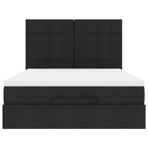 Οθωμανικό κρεβάτι με στρώμα & LEDs Μαύρο 140x190 cm Ύφασμα - Pakobazaar