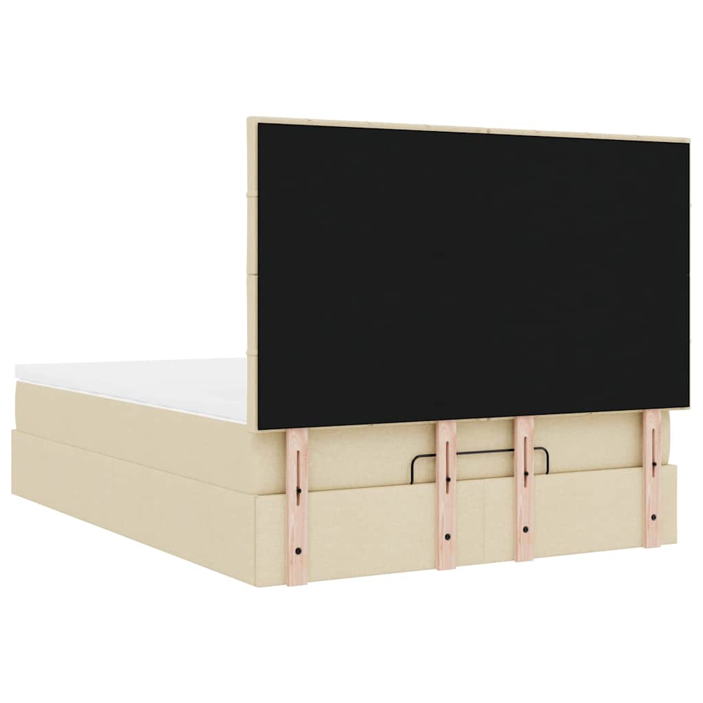 Οθωμανικό κρεβάτι με στρώμα & LEDs Cream 140x190cm Ύφασμα - Pakobazaar