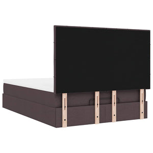 Οθωμανικό κρεβάτι με στρώμα & LEDs Σκούρο καφέ 140x200cm ύφασμα