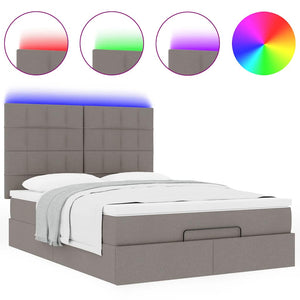 Οθωμανικό κρεβάτι με στρώμα & LEDs Taupe 140x200 cm Ύφασμα - Pakobazaar