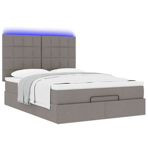 Οθωμανικό κρεβάτι με στρώμα & LEDs Taupe 140x200 cm Ύφασμα - Pakobazaar