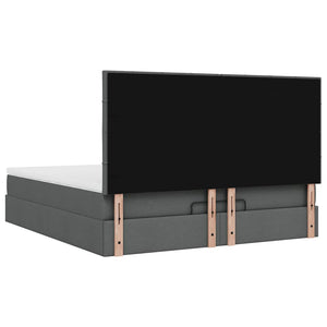 Οθωμανικό κρεβάτι με στρώμα & LEDs Σκούρο γκρι 160x200cm ύφασμα - Pakobazaar