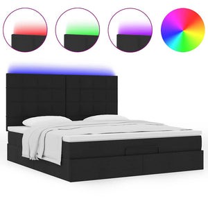 Οθωμανικό κρεβάτι με στρώμα & LEDs Μαύρο ύφασμα 160x200cm - Pakobazaar