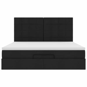Οθωμανικό κρεβάτι με στρώμα & LEDs Μαύρο ύφασμα 160x200cm - Pakobazaar