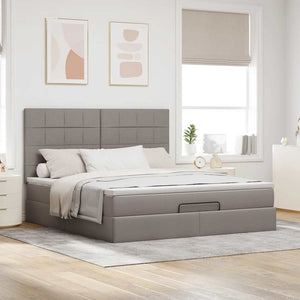Οθωμανικό κρεβάτι με στρώμα & LEDs Taupe 180x200cm ύφασμα - Pakobazaar