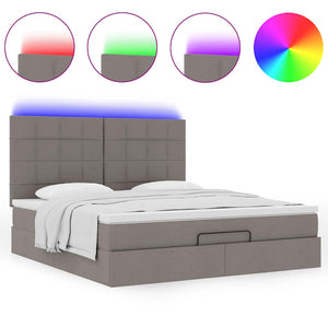 Οθωμανικό κρεβάτι με στρώμα & LEDs Taupe 180x200cm ύφασμα - Pakobazaar