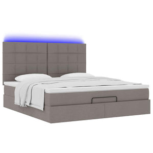 Οθωμανικό κρεβάτι με στρώμα & LEDs Taupe 180x200cm ύφασμα - Pakobazaar