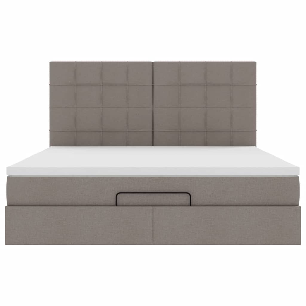 Οθωμανικό κρεβάτι με στρώμα & LEDs Taupe 180x200cm ύφασμα - Pakobazaar