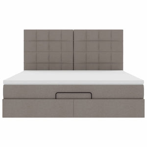 Οθωμανικό κρεβάτι με στρώμα & LEDs Taupe 180x200cm ύφασμα - Pakobazaar