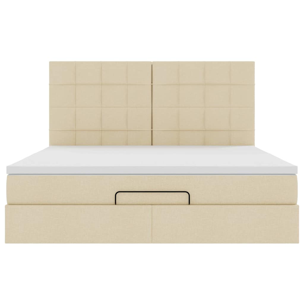 Οθωμανικό κρεβάτι με στρώμα & LEDs Cream 180x200cm ύφασμα - Pakobazaar