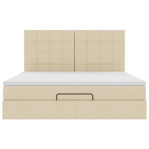 Οθωμανικό κρεβάτι με στρώμα & LEDs Cream 180x200cm ύφασμα - Pakobazaar